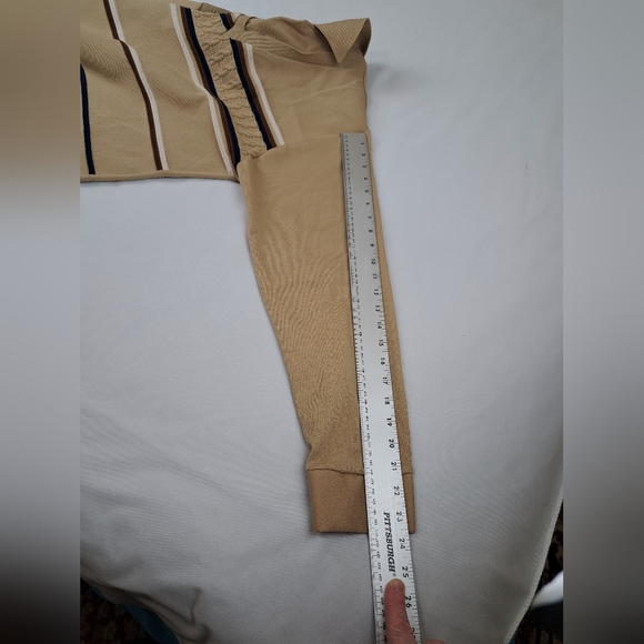 Vintage MARCEL of PARIS Knit Shirt Mens Beige Polyester Striped Size XL - Picture 11 of 14